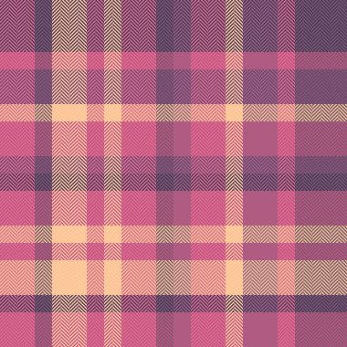 Fabrika tekstilsiz kumaş, tekrar tekrar kontrol modeli vektörü. 70 'lerin desenli ekose ekose arka planı pembe ve turuncu renk paleti ile.