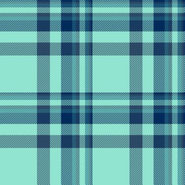 Tartan tekstil vektörünü tekrarla, papatya desenli arka plan ekoseli. Cyan ve teal renk paletinde basitlik kumaş dokusu kontrolü kusursuz.
