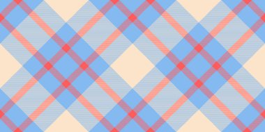 Gençlik şablonu kusursuz vektör, orta boy kumaş ekoseli. Döşeme tekstil dokusu mavi ve bisque renk paleti.