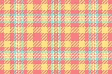 Tekstil kumaş arka planı, baklava desenli tartan dokusu. Tazılar dişsiz ekoseli vektör açık mercan ve sarı renk paletinde kontrol eder..