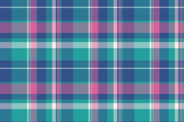 Renkli ekose desenli pembe, deniz mavisi, deniz mavisi ve beyaz. Özgeçmiş, tasarım elemanları, tekstil ve yaratıcı projeler için çok yönlü kumaş dokusu mükemmeldir..