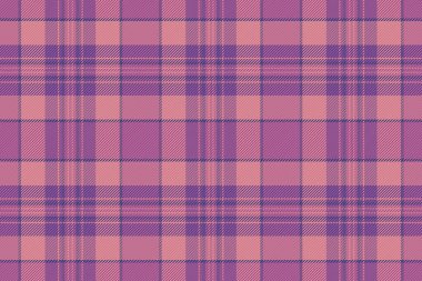 Egzotik dikişsiz doku kontrolü, 1940 'ların ekoseli tartan geçmişi. Yemek vektörü desenli tekstil kumaşı kırmızı ve pembe renk paleti.