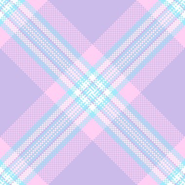 Kusursuz tartan kontrolü sonrası, arka plan kumaş dokusu üretimi. Aydınlıkta tekstil ekose vektörü ve cyan renk paleti.