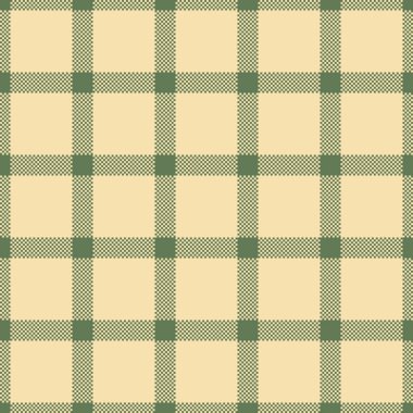 Tek ekose kumaş, güçlü tekstil kumaş arkaplan. Yeşil ve buğday rengi palette pürüzsüz desen vektörü kontrolü.