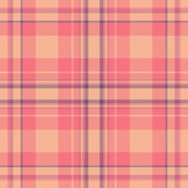 Kıvrımlı doku kontrolsüz, platform desenli ekose tartan. Noel süsü tekstil arka plan kırmızı ve turuncu renk paleti kumaş vektörü.