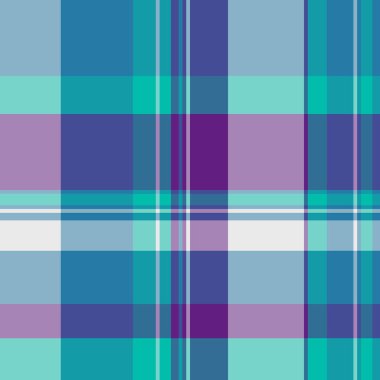 Renkli kumaş desenli tartan, mendil kumaş dikişsiz. Cyan ve teal renk paletinde piksel tekstil arkaplan ekose vektörü.