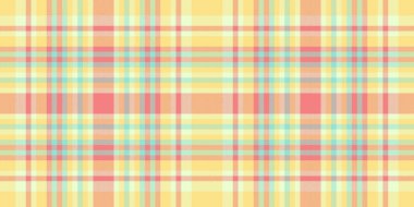 Katmanlı, dikişsiz ekoseli, taslak kontrol desenli tartan. Pastel desen kumaş kumaş vektörü sarı ve açık renk paleti.