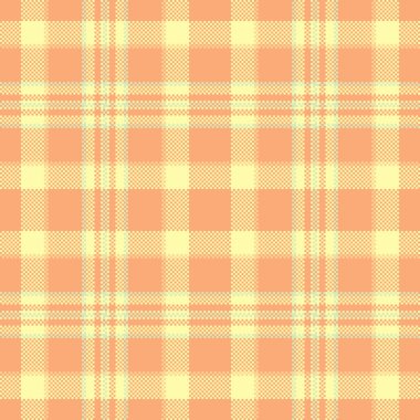 Zor tartan arka plan vektörü, erkek giyim kumaş deseni. Paskalya deseni turuncu ve sarı renk paleti ile tekstil denetimi.