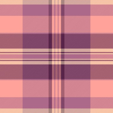 Ketensiz tartan vektör, saf kumaş ekoseli. Müşteri tekstil desen arka planı pembe ve kırmızı renk paleti.