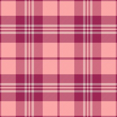 Kurdele desenli tekstil kontrolü, beyefendi vektör dikişsiz tartan. Ayrıntılı arkaplan dokusu ekose kumaş kırmızı ve pembe renk paleti.