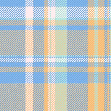 Arka plan kumaş kalıbını kes, arkaplan dokusunu kusursuz tekstil. Ekose vektör tartan denetimini cyan ve turuncu renk paletinde kullan.