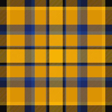 Oktoberfest kumaş dikişsiz tartan, peçete dokusunu kontrol et. Kehribar ve mavi renk paletinde ilham vektörü ekose arka plan deseni.