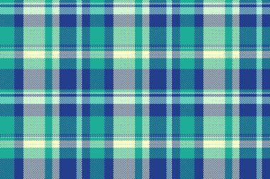 Canlı tekstil vektör tartan, çizik desenli kumaş. Açık ve mavi renk paletinde ipeksiz ekose arkaplan kontrolü.
