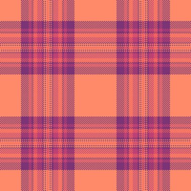 Ekose kontrol kalıplarını listele, reklam vektör kumaşı pürüzsüz. Kırmızı ve morumsu renk paletinde kumaş tartan arkaplan dokusu.