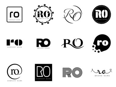 RO logo şirketi şablonu. R ve O harfi logoti. Tasarım elemanları ile farklı klasik serif harfleri ve modern kalın metin ayarla. İlk yazı tipi tipografisi. Koleksiyon trend iş kimliği.
