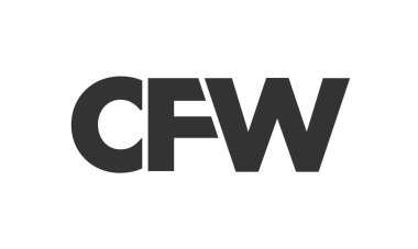CFW logo tasarım şablonu güçlü ve modern kalın metinlerle. Basit ve minimal tipografi içeren ilk tabanlı vektör logosu. Modayı takip eden şirket kimliği markalar için ideal..