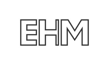 Güçlü ve modern kalın metinli EHM logo tasarım şablonu. Basit ve minimal tipografi içeren ilk tabanlı vektör logosu. Modayı takip eden şirket kimliği markalar için ideal..