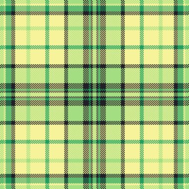 Bebek kumaşı şablonu, tekstil kumaşı. Paket arkaplan ekose desen vektörü yeşil ve sarı renk paleti.