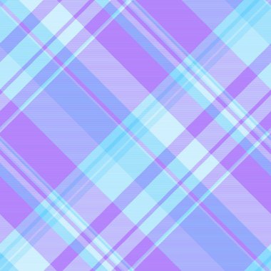 Ekose desenli ekose kumaş, kürksüz çek tekstili. Mor ve cyan renk paletinde resmi vektör arkaplan dokusu deseni.