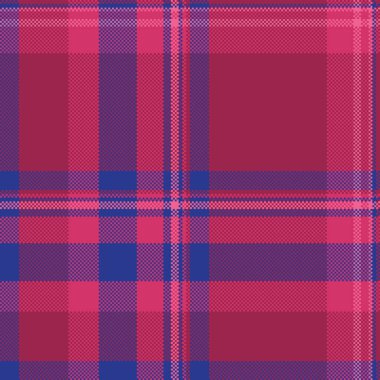 Zemin desenli arka plan kumaşı, karalama tartan vektörü pürüzsüz. Kırsal kesim tekstil desenini pembe ve mavi renk paletiyle kontrol et.