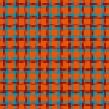 Canlı bir turuncu ve turkuaz pikselli ekose desenli, kusursuz geometrik bir tasarımı var. Cesur dijital altyapılar, tekstil baskıları ve modern yaratıcı tasarım projeleri için ideal.