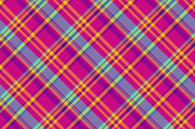 Rahat, ekosesiz tekstil, arka plan deseni. Pop kumaş tartan vektör kırmızı ve morumsu renk paleti ile kontrol.