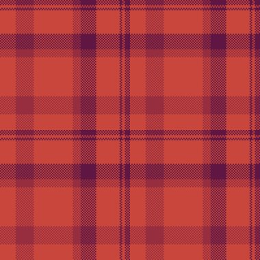 Şebeke dokusu arkaplan vektörü, kare desenli tartan kumaş. Kırmızı ve pembe renk paletinde İtalyanca tekstil ekose denetimi.