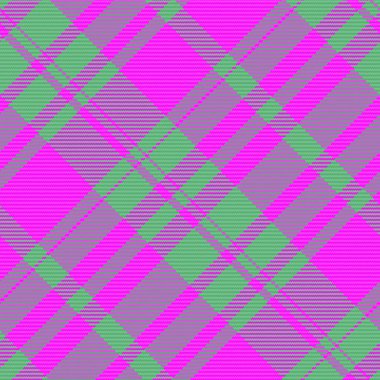 Kumaş kumaş deseni, dekor vektör tartan arkaplan. Klan kusursuz tekstil kontrol ekoseli yeşil ve mor renk paleti.