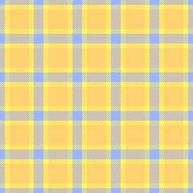 1940 'ların desenli ekose vektörü, modaya uygun özgeçmiş kontrolü. Kehribar ve mavi renk paletinde çizgili, dikdörtgen kumaş..