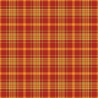 İrlanda kumaşı kumaşı, ev yapımı ekoseli kumaş. Pastel, turuncu ve kırmızı renk paletinde pürüzsüz desenli vektör..