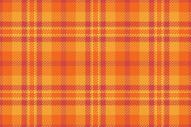 Bedava kusursuz kontrol kumaşı, eski vektör dokusu ekoseli. Turuncu ve kırmızı renk paleti ile güzel tartan tekstil arkaplanı.