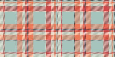 Sevimli desenli ekoseli, Fransız kumaşlı tartan tekstili. Kırmızı ve pastel renk paletinde doku kontrol vektörü denetleniyor.