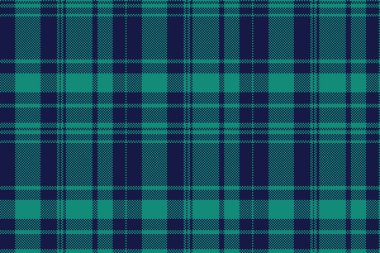 Delüks, ekose desenli, folklor desenli tartan. Gök mavisi ve koyu renk paletinde ev yapımı tekstil arka plan vektörü.