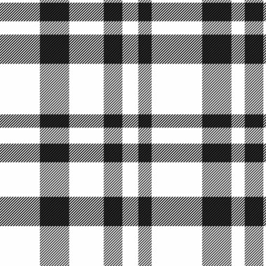 Renkli desenli tartan, tekrarlayan vektör pürüzsüz kontrol. Düğüm tekstil kumaş ekose deseni beyaz ve siyah renk paleti.