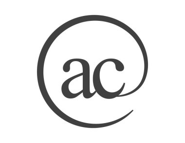 İki harfli AC logosu. Çember şeklinde e-posta işareti tarzında. Marka kimliği için A ve C yuvarlak ticari şirket logosu.