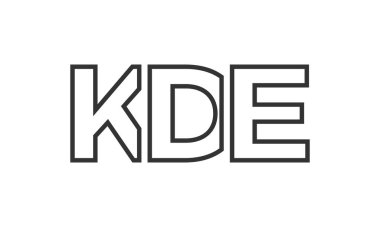 Güçlü ve modern kalın metin içeren KDE logo tasarım şablonu. Basit ve minimal tipografi içeren ilk tabanlı vektör logosu. Modayı takip eden şirket kimliği markalar için ideal..