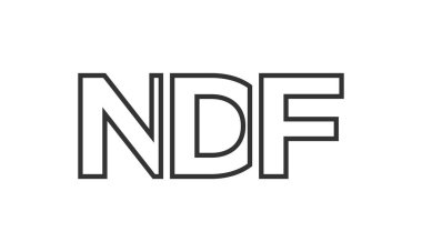 NDF logo tasarım şablonu güçlü ve modern kalın metin ile. Basit ve minimal tipografi içeren ilk tabanlı vektör logosu. Modayı takip eden şirket kimliği markalar için ideal..