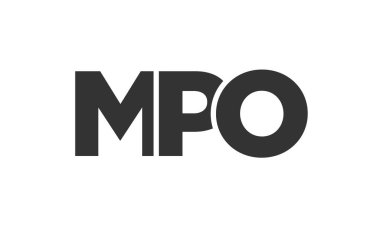 MPO logo tasarım şablonu güçlü ve modern kalın metinlerle. Basit ve minimal tipografi içeren ilk tabanlı vektör logosu. Modayı takip eden şirket kimliği markalar için ideal..
