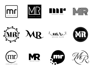 MR logo şirketi şablonu. M ve R harfleri logoti. Tasarım elemanları ile farklı klasik serif harfleri ve modern kalın metin ayarla. İlk yazı tipi tipografisi. Koleksiyon trend iş kimliği.