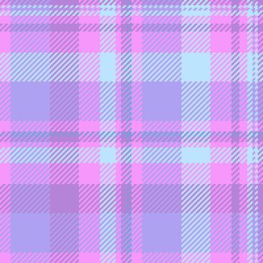 Düğüm kumaş dokusu, kare kumaş ekose vektörü. Mor ve çivit renk paletinde pürüzsüz bir geçmiş kontrolü yap.