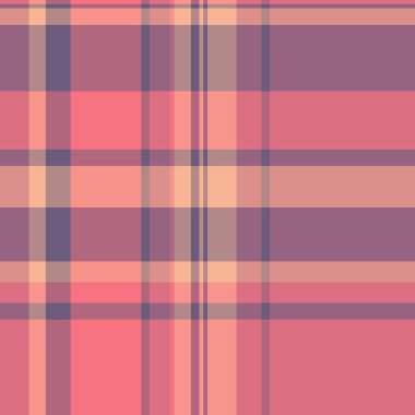 Noel kartı şablonu kumaşı, ekoseli kumaş, dikişsiz dükkan. Kırmızı ve pastel renk paletinde tavan arası tartan arkaplan vektör dokusu.