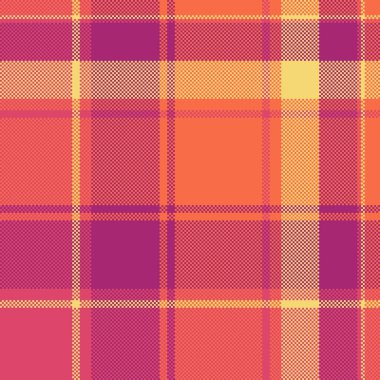 Grup tartan arka plan ekoseli, yakın çekim tekstil vektörü. Resim denetimi dokusu kırmızı ve pembe renk paletinde pürüzsüz.