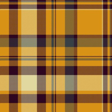 Adam ekose kumaşı kontrol ediyor, açık tartan vektörü pürüzsüz. Koyu renk ve kehribar renk paletinde bahar arkaplan deseni dokusu.