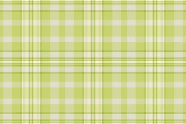 Tartan desenli tekstil, podyum kumaş, dikişsiz kumaş atın. Kireç ve açık renk paletinde panço dokusu arka plan kontrol vektörü.