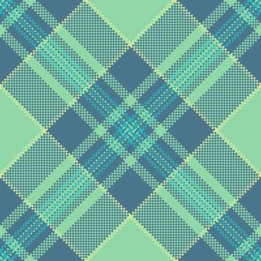 Uyum kontrolü ekose desen, işgal tekstil vektör tartan. Cyan ve yeşil renk paletinde içeriksiz kumaş arkaplanı.