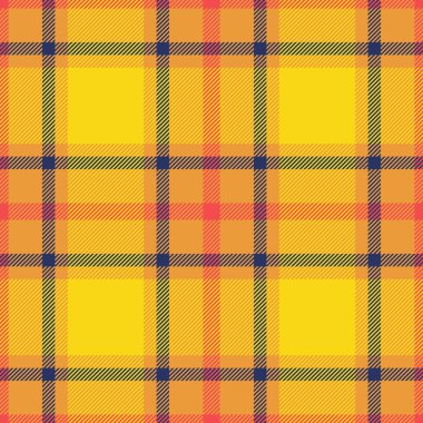 Kesintisiz tartan ekose, İrlanda vektör kontrol kumaşı. Turuncu ve parlak renk paletinde kraliyet desenli arka plan tekstili.