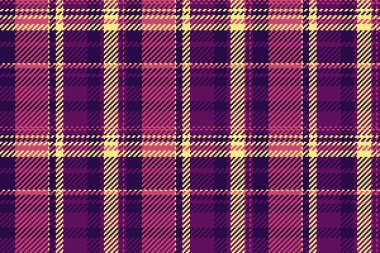 Saf kumaş tartan arka plan, vektör ekoseli dokuma. Elmas tekstil deseni koyu ve morumsu renklerde pürüzsüz.
