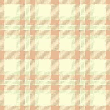 El yapımı dikişsiz desen, şablon tekstil kontrolü. Kurdele ekose kumaş vektörü açık sarı ve turuncu renk paletinde.