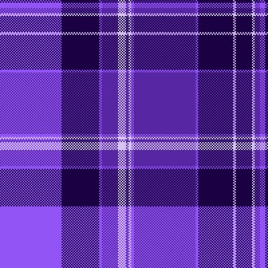 Ufuk desenli ekose kumaş, anlamlı tekstil arka plan deseni. Mor ve koyu renk paletinde yol kumaşı pürüzsüz tartan vektörü.