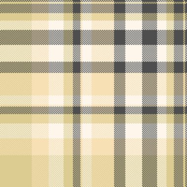 Retro vektör arka plan dokusu, işgal tekstil dokusu deseni. Şirin tartan ekoseli, sarı ve deniz kabuğu renginde..